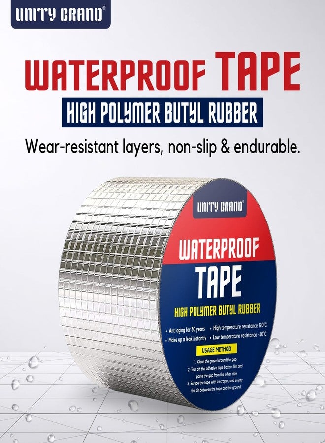 UB Unity Brand Unity Brand Super Strong Adhesive Waterproof Permanent Repair Aluminum Butyl Tape Rubber Foil Suitable for Roof Leak, surface Crack, Window Sill Gap, Boat Sealing, Home (5 CM (5 meter), Pack 2) - Image 5